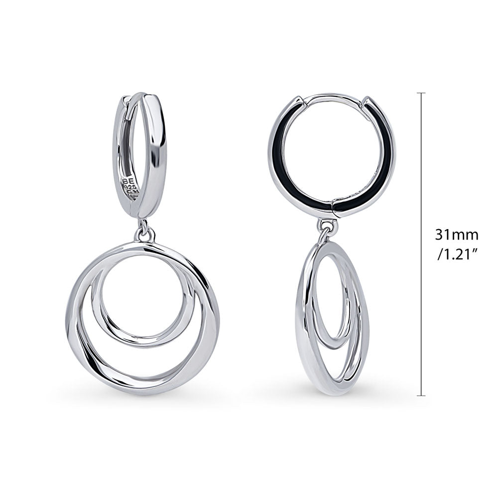 Front view of Open Circle Dangle Earrings in Sterling Silver, 3 of 7