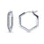 Hexagon CZ Medium Inside-Out Hoop Earrings in Sterling Silver 0.8"