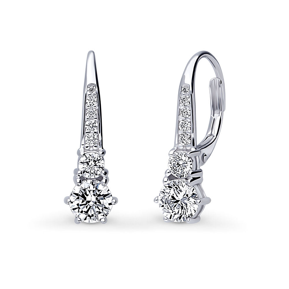 CZ Leverback Earrings in Sterling Silver