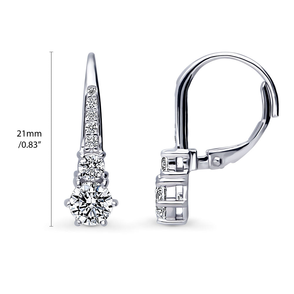 Front view of CZ Leverback Earrings in Sterling Silver, 4 of 6