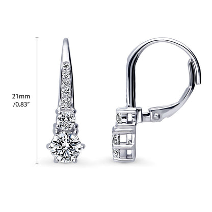 CZ Leverback Earrings in Sterling Silver