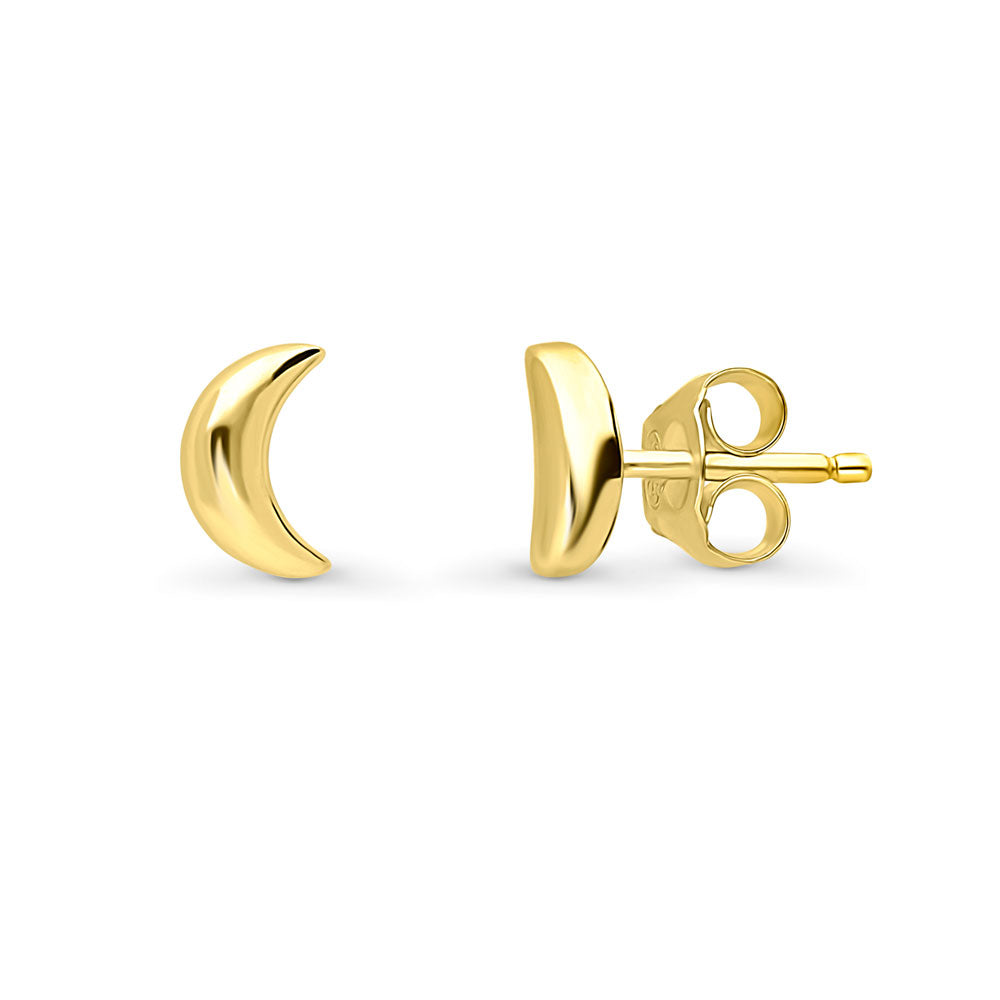 Crescent Moon Stud Earrings in Sterling Silver, 1 of 12