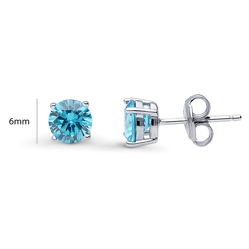 Solitaire Round CZ Stud Earrings in Sterling Silver 1.6ct