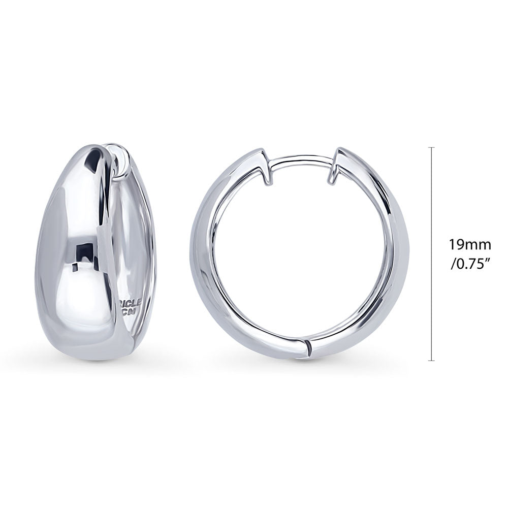 Front view of Dome Medium Hoop Earrings in Sterling Silver 0.75 inch, 4 of 15
