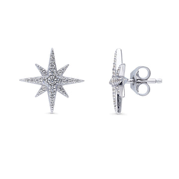 North Star CZ Stud Earrings in Sterling Silver
