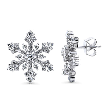 Snowflake CZ Necklace and Earrings Set in Sterling Silver