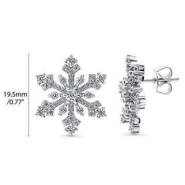 Snowflake CZ Stud Earrings in Sterling Silver