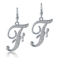 Initial Letter Fish Hook Dangle Earrings, F
