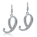 Initial Letter Fish Hook Dangle Earrings, I