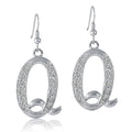 Initial Letter Fish Hook Dangle Earrings, Q