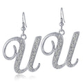 Initial Letter Fish Hook Dangle Earrings, U