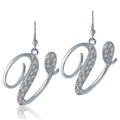 Initial Letter Fish Hook Dangle Earrings, V