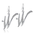 Initial Letter Fish Hook Dangle Earrings, W
