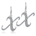 Initial Letter Fish Hook Dangle Earrings, X