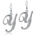 Initial Letter Fish Hook Dangle Earrings, Y