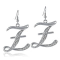 Initial Letter Fish Hook Dangle Earrings, Z