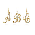 Initial Letter Fish Hook Earrings Gold-Tone