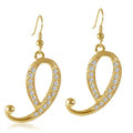 Initial Letter Fish Hook Earrings Gold-Tone, I