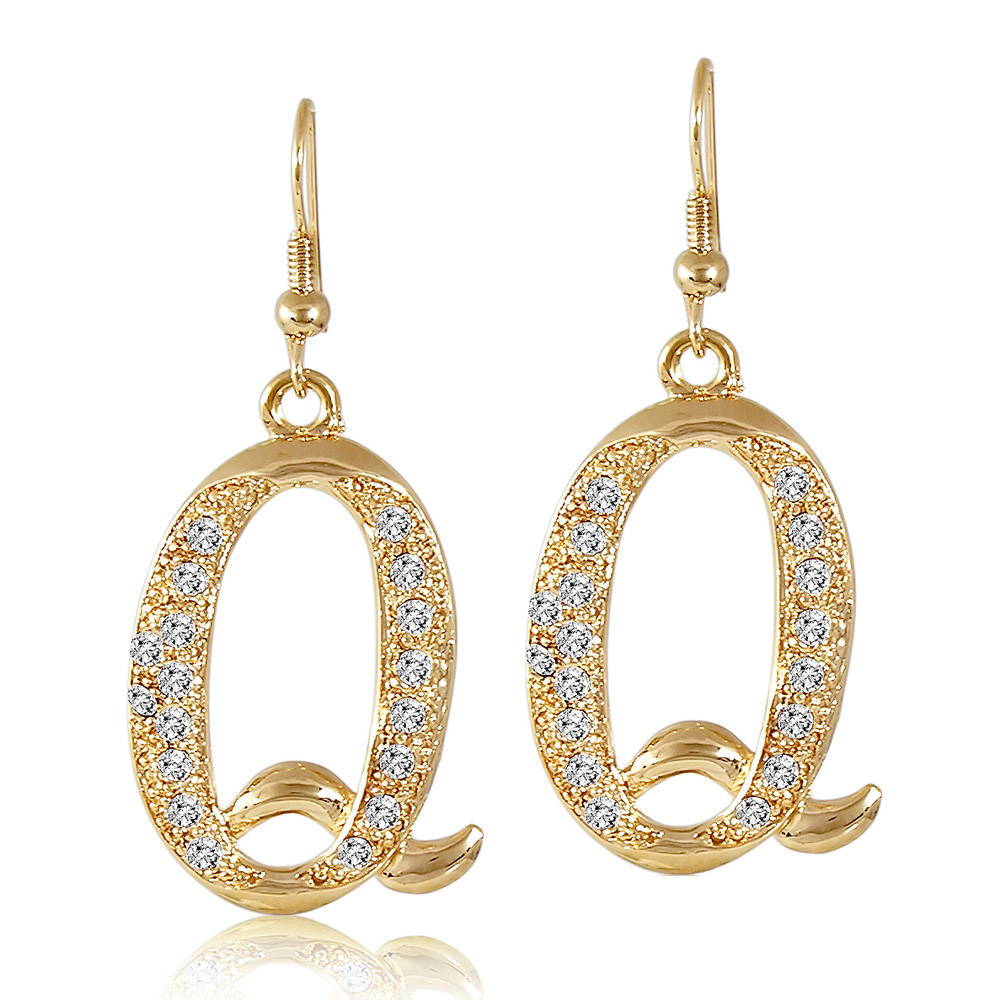Berricle Gold-Tone Initial Letter 'Y' Fashion Fish Hook Dangle Drop Earrings
