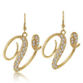 Initial Letter Fish Hook Earrings Gold-Tone, V