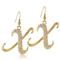 Initial Letter Fish Hook Earrings Gold-Tone, X