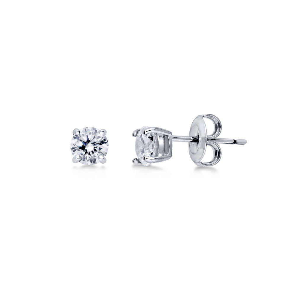 Solitaire CZ Necklace and Earrings in Sterling Silver, 4 of 12