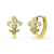 Fleur De Lis CZ Small Huggie Earrings in Sterling Silver 0.5"