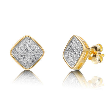 Square CZ Stud Earrings in Gold Flashed Sterling Silver