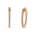 CZ Medium Inside-Out Hoop Earrings in Sterling Silver 0.75 inch, Rose Gold Flashed