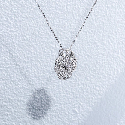 Flower Art Deco Filigree CZ Necklace in Sterling Silver