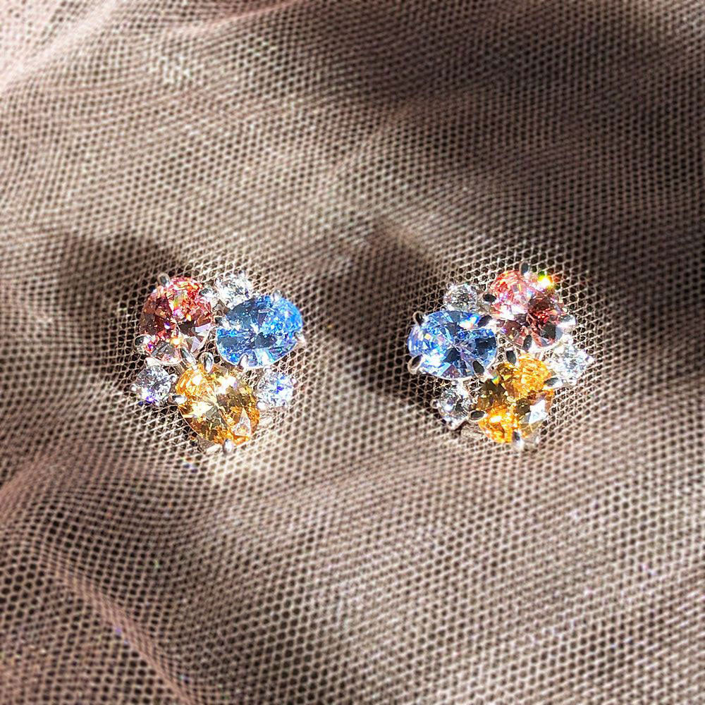 Cluster Stud Earrings Style E1639-01 in Flatlay Display
