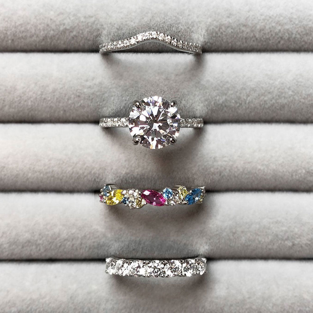 Halo Wishbone Marquise CZ Engagement Split Shank Ring Set