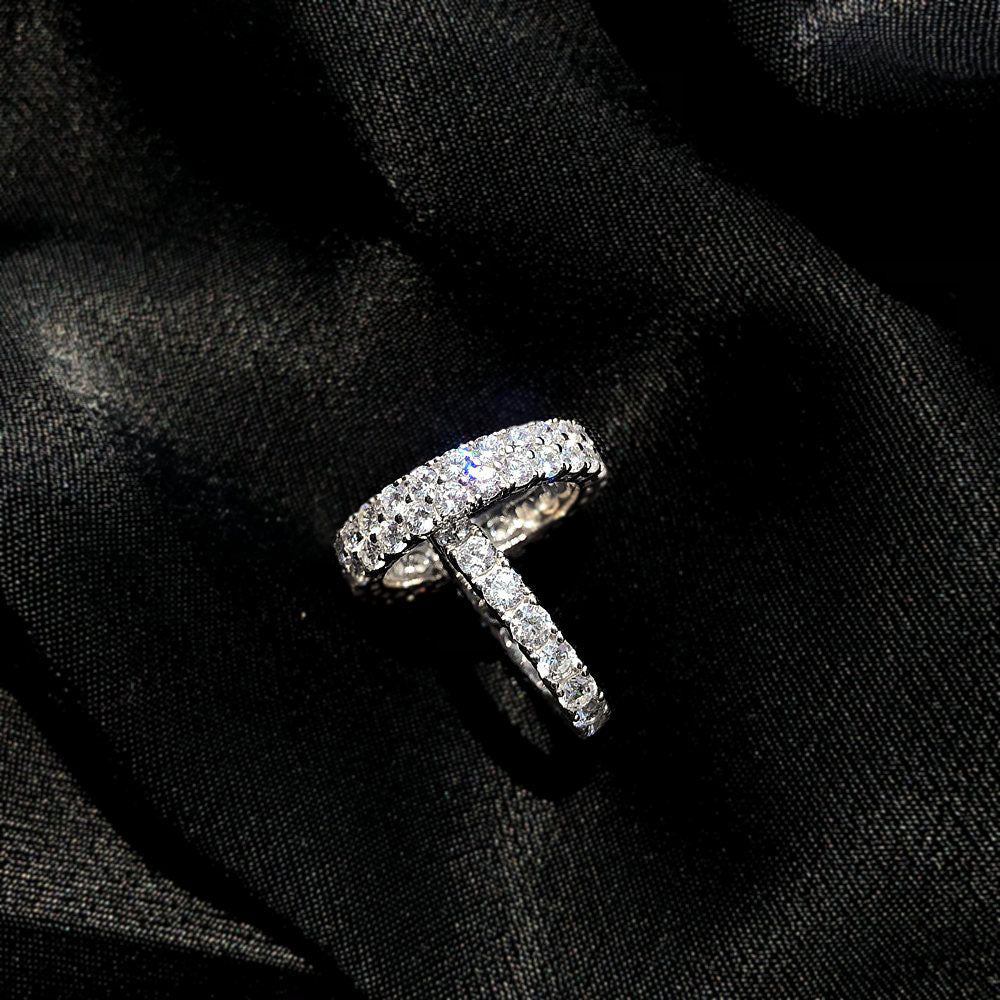 Silver Bubble Bezel Set Cubic Zirconia Wedding Eternity Ring