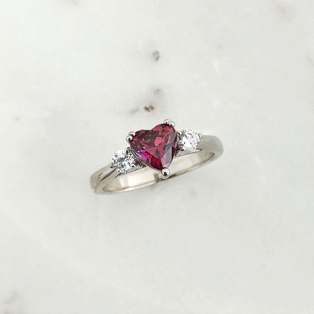 Sterling Silver Art Deco Red Cubic Zirconia CZ Fashion Ring