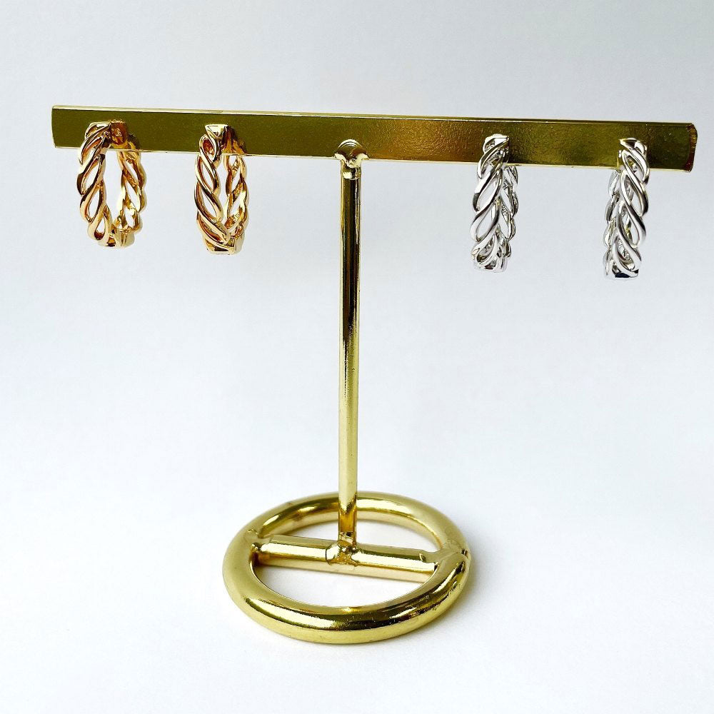 Woven Small Hoop Earrings in Sterling Silver 0.7"