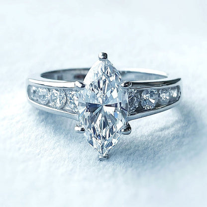 Solitaire 1.6ct Marquise CZ Ring in Sterling Silver