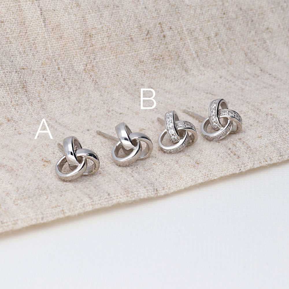Love Knot CZ Stud Earrings in Sterling Silver