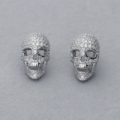 Skull Bones CZ Stud Earrings in Sterling Silver