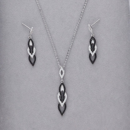 Black and White CZ Necklace in Sterling Silver