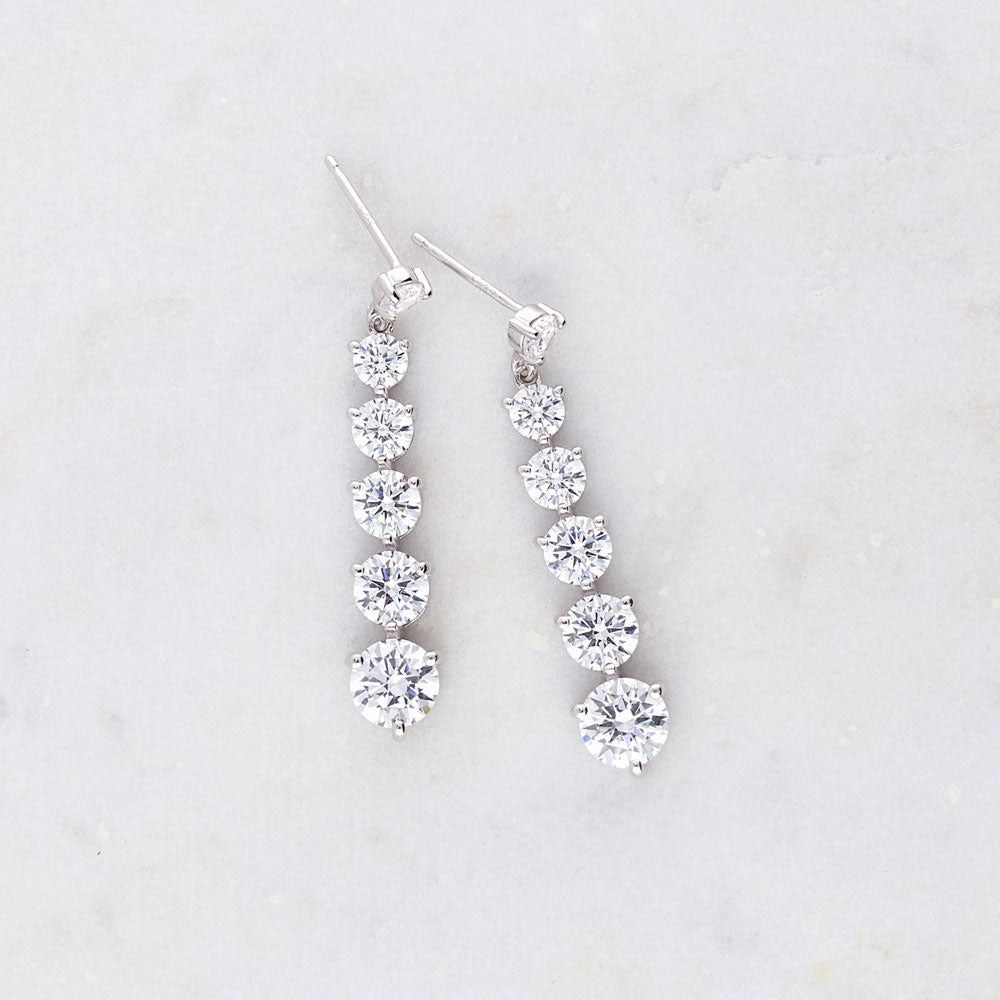 Flatlay view of Graduated CZ Necklace and Earrings in Sterling Silver, 10 of 17