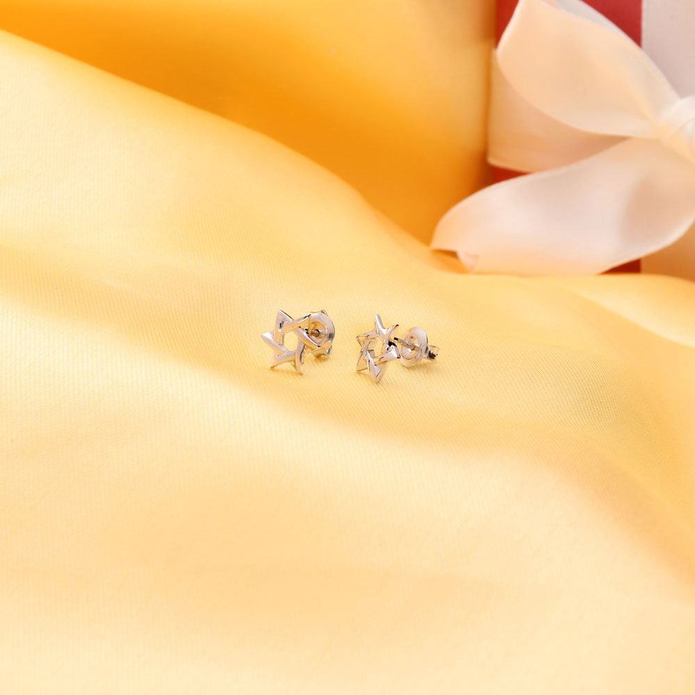 Flatlay view of Star of David Stud Earrings in Sterling Silver, 5 of 8