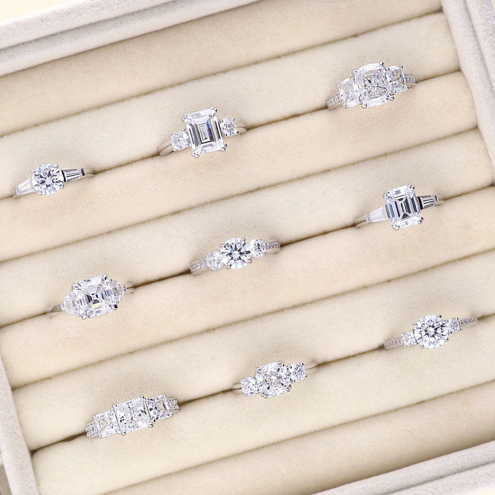 Flatlay view of Solitaire 1ct CZ Ring in Sterling Silver, 7 of 9