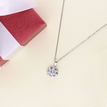 Wreath Woven CZ Pendant Necklace in Sterling Silver