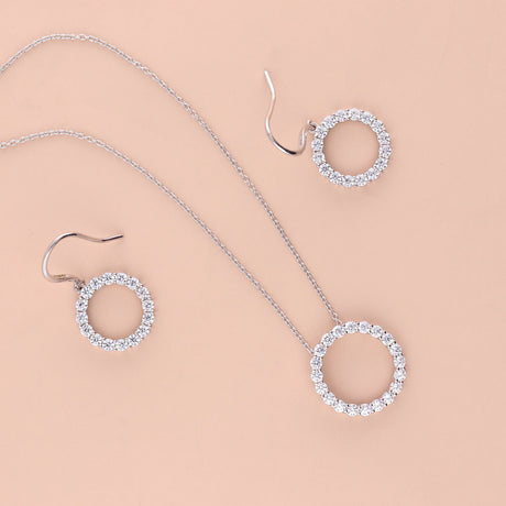 Image Contain: Open Circle Dangle Earrings, Open Circle Pendant Necklace
