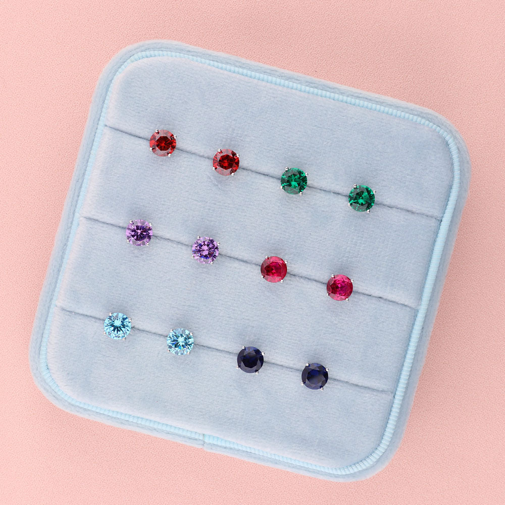 Flatlay view of Solitaire 1.6ct CZ Cartilage Stud Earrings in Sterling Silver