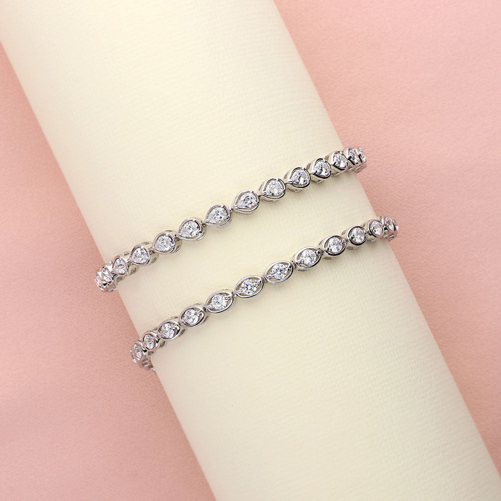 East-West CZ Statement Tennis Bracelet in Sterling Silver