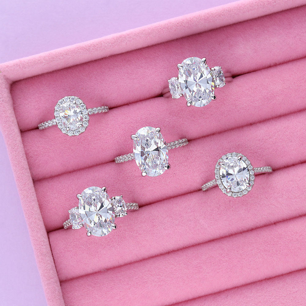Berricle Sterling Silver Solitaire Engagement Rings 5.5Ct Oval Cut Cubic Zirconia CZ Ring for Women