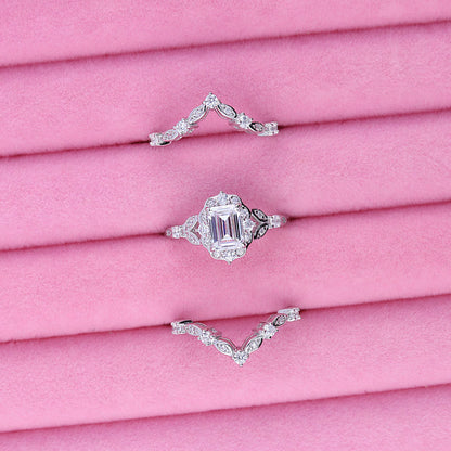 Image Contain: Halo Ring, Wishbone Curved Band