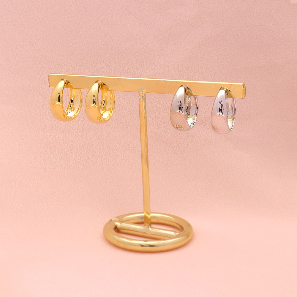 Flatlay view of Dome Huggie Earrings in Gold Flashed Sterling Silver, 2 Pairs, 6 of 20