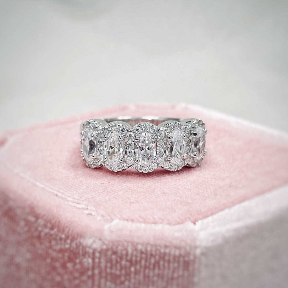 Flatlay view of 5-Stone CZ Band in Sterling Silver, 9 of 10